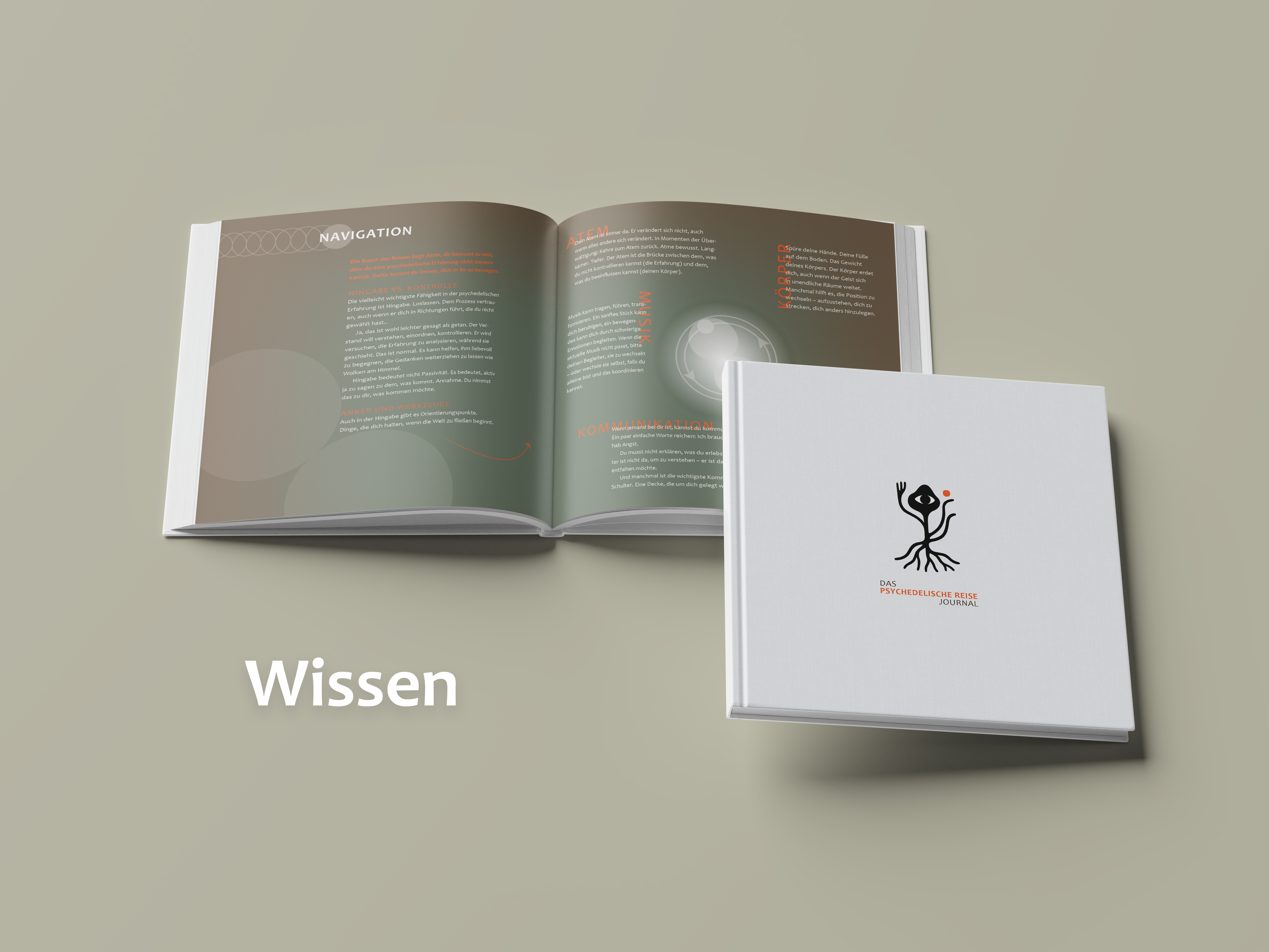 Das Psychedelische Reise Journal – Cover und aufgeschlagene Seiten
